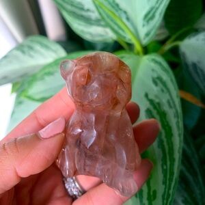 Fire quartz frenchie dog carving | crystal